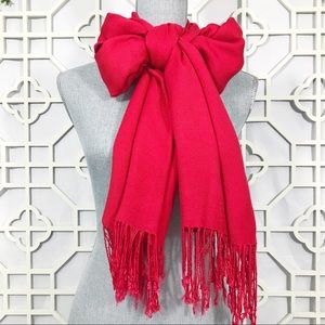 Red Twisted Tassel Hem Scarf